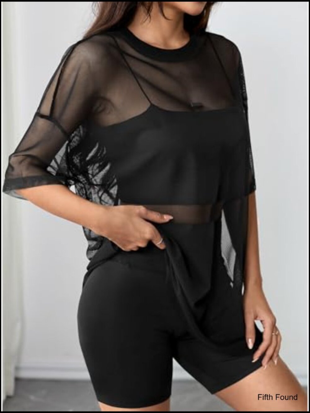 Sheer Mesh Oversized T-Shirt Short Sleeve Crew Neck Loose Fit See Through Tee - Picture 5 of 7